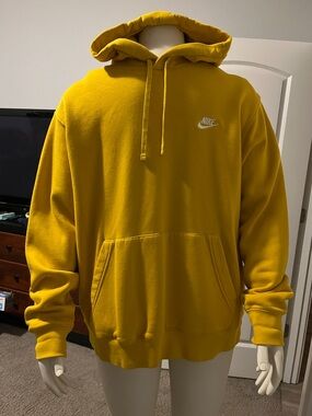 Nike Yellow Pullover Hoodie with White Swoosh Tag